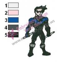 Nightwing Teen Titans Embroidery Design 02